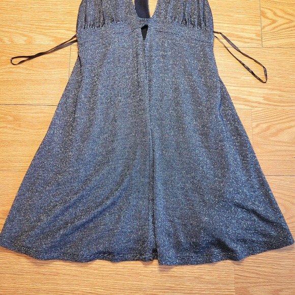 Free People Dance Of The Night Metallic Silver V Neck Mini Dress Size Small - Picture 2 of 16
